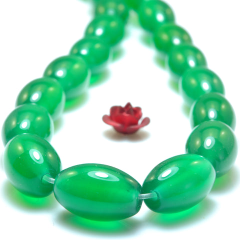 Natural Green Agate smooth rice beads wholesale gemstone jewelry making bracelet necklace diy