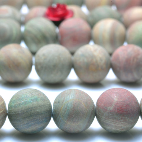YesBeads Natural Rainbow Zebra Jasper matte round beads wholesale gemstone jewelry 6mm-12mm 15"