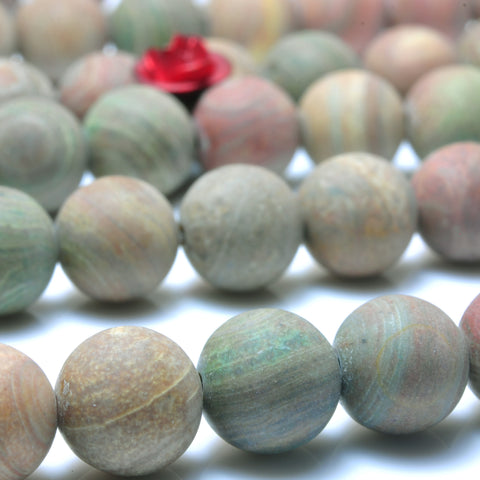 YesBeads Natural Rainbow Zebra Jasper matte round beads wholesale gemstone jewelry 6mm-12mm 15"