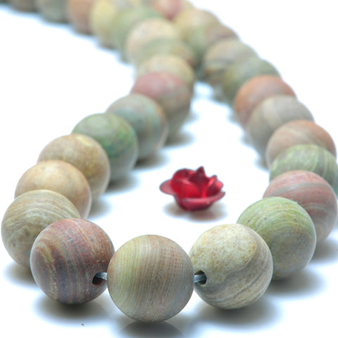 YesBeads Natural Rainbow Zebra Jasper matte round beads wholesale gemstone jewelry 6mm-12mm 15"