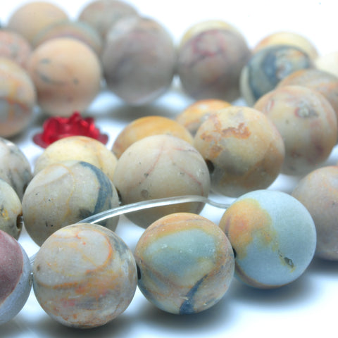 YesBeads Natural Mexico Venus Jasper matte round beads wholesale gemstone jewelry 15"