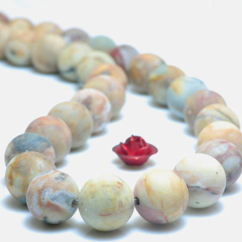 YesBeads Natural Mexico Venus Jasper matte round beads wholesale gemstone jewelry 15"
