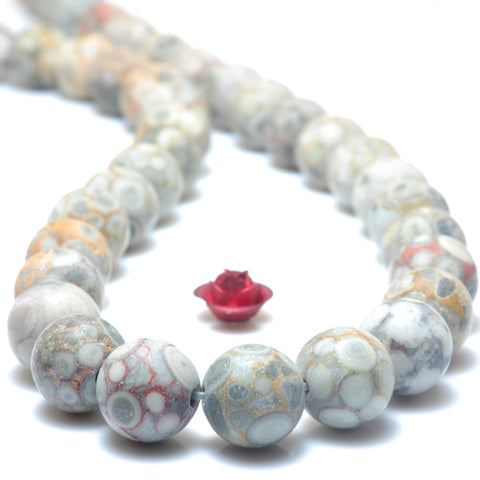 Natural Maifanite Fossil Jasper matte round beads wholesale gemstone jewelry making bracelet necklace diy