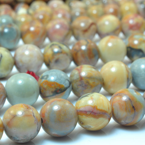 YesBeads Natural Mexico Venus Jasper smooth round loose beads wholesale gemstone jewelry 15"