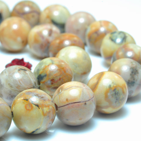 YesBeads Natural Mexico Venus Jasper smooth round loose beads wholesale gemstone jewelry 15"