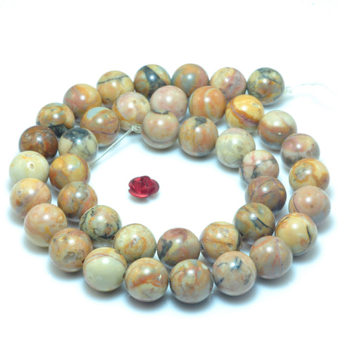 YesBeads Natural Mexico Venus Jasper smooth round loose beads wholesale gemstone jewelry 15"