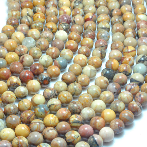 YesBeads Natural Mexico Venus Jasper smooth round loose beads wholesale gemstone jewelry 15"