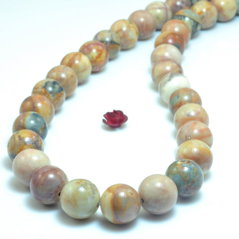 YesBeads Natural Mexico Venus Jasper smooth round loose beads wholesale gemstone jewelry 15"