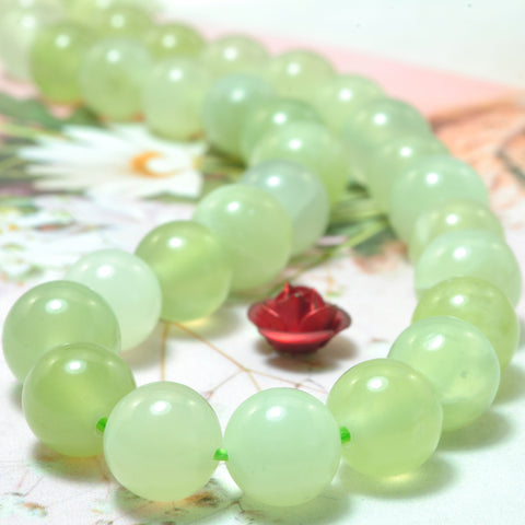 Natural New Green Jade smooth round loose beads gemstone wholesale jewelry making bracelet necklace diy