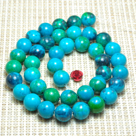 Blue Green Azurite Malachite Synthetic stone smooth round beads wholesale jewelry making 10mm