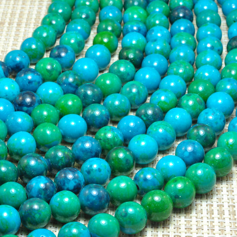 Blue Green Azurite Malachite Synthetic stone smooth round beads wholesale jewelry making 10mm