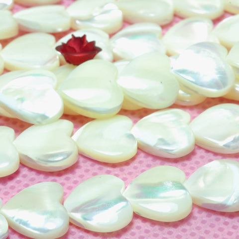YesBeads Natural MOP white mother of pearl smooth heart beads wholesale gemstone 8mm-20mm 15"