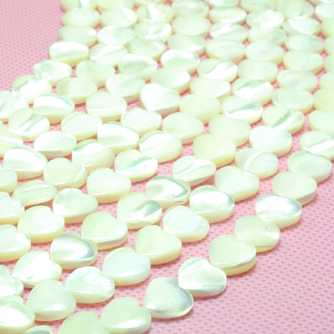 YesBeads Natural MOP white mother of pearl smooth heart beads wholesale gemstone 8mm-20mm 15"
