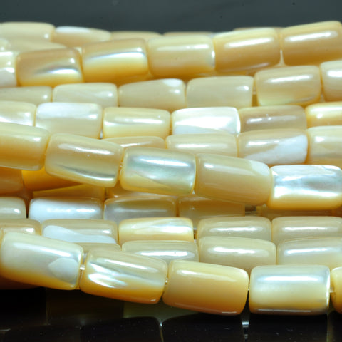 YesBeads MOP mother of pearl smooth Tube Cylinder beads wholesale gemstone jewelry 6x10mm 15"