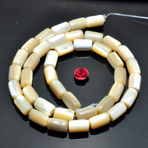 YesBeads MOP mother of pearl smooth Tube Cylinder beads wholesale gemstone jewelry 6x10mm 15"
