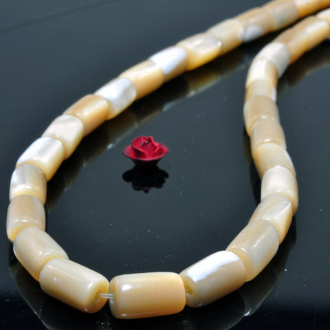 YesBeads MOP mother of pearl smooth Tube Cylinder beads wholesale gemstone jewelry 6x10mm 15"