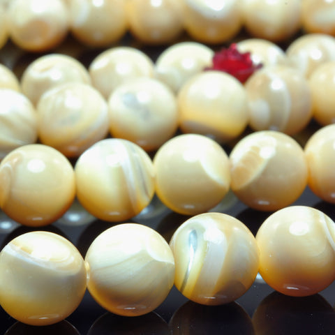 YesBeads MOP mother of pearl smooth round beads wholesale gemstone jewelry 3mm-12mm 15"