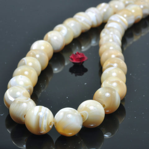 YesBeads MOP mother of pearl smooth round beads wholesale gemstone jewelry 3mm-12mm 15"
