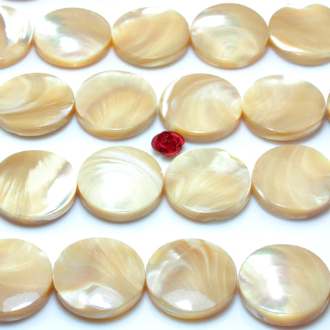 YesBeads MOP mother of pearl smooth coin beads wholesale gemstone jewelry 6mm-20mm 15"