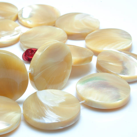 YesBeads MOP mother of pearl smooth coin beads wholesale gemstone jewelry 6mm-20mm 15"