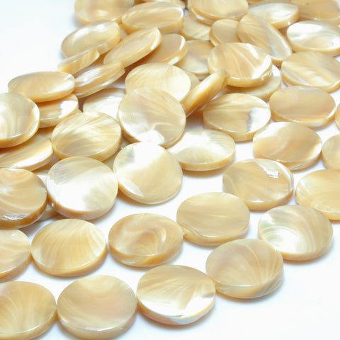 YesBeads MOP mother of pearl smooth coin beads wholesale gemstone jewelry 6mm-20mm 15"