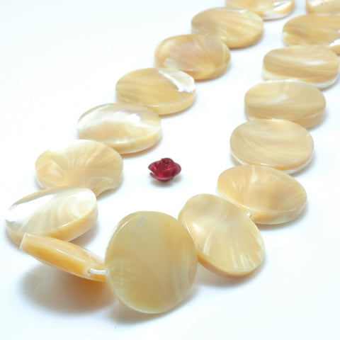 YesBeads MOP mother of pearl smooth coin beads wholesale gemstone jewelry 6mm-20mm 15"