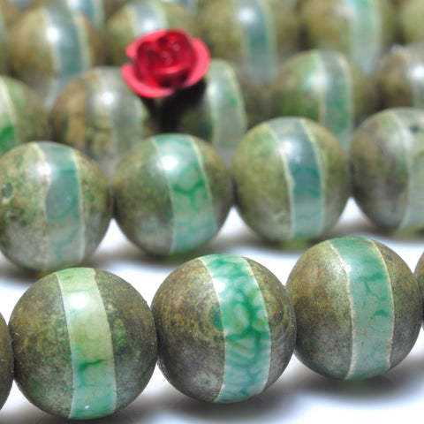 YesBeads Tibetan Agate Dzi smooth round beads gemstone whoelsale jewelry making supplies 15"