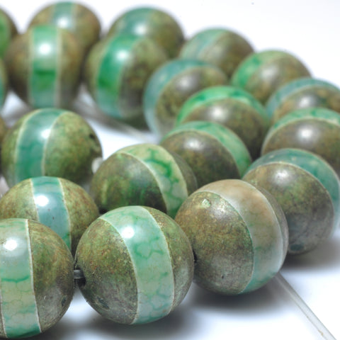 YesBeads Tibetan Agate Dzi smooth round beads gemstone whoelsale jewelry making supplies 15"