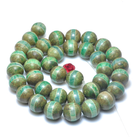 YesBeads Tibetan Agate Dzi smooth round beads gemstone whoelsale jewelry making supplies 15"