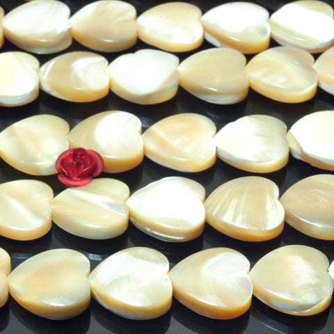 YesBeads MOP mother of pearl smooth heart beads wholesale gemstone jewelry 15"