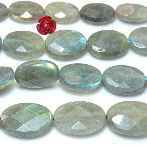 YesBeads Natural Labradorite faceted oval beads wholesale gemstone jewelry 15"