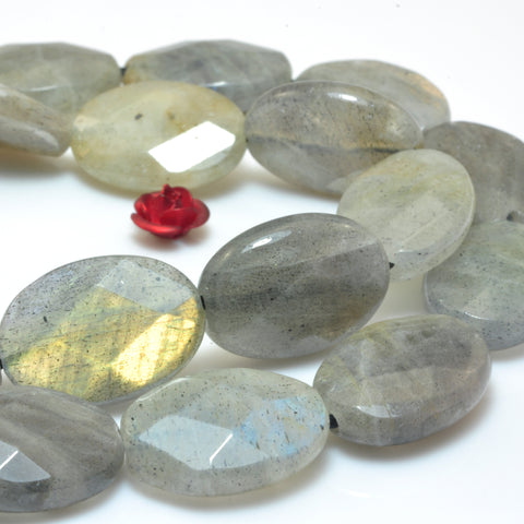 YesBeads Natural Labradorite faceted oval beads wholesale gemstone jewelry 15"