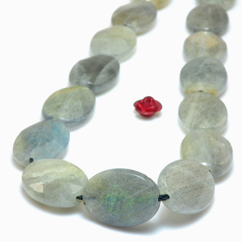 YesBeads Natural Labradorite faceted oval beads wholesale gemstone jewelry 15"