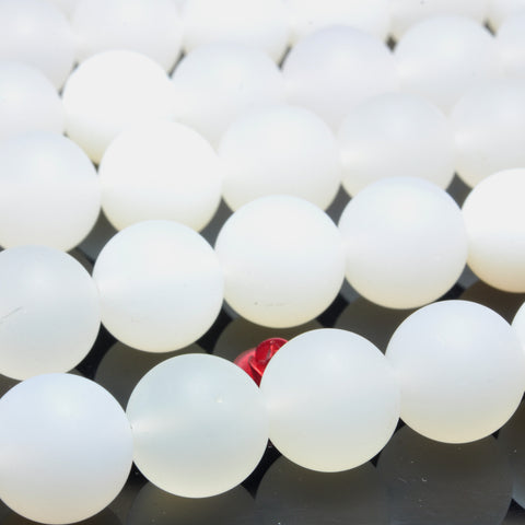 YesBeads Natural White Agate matte round beads gemstone jewelry 8mm-12mm 15"