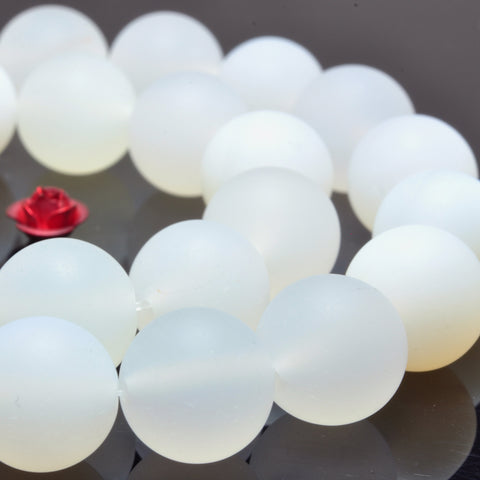 YesBeads Natural White Agate matte round beads gemstone jewelry 8mm-12mm 15"
