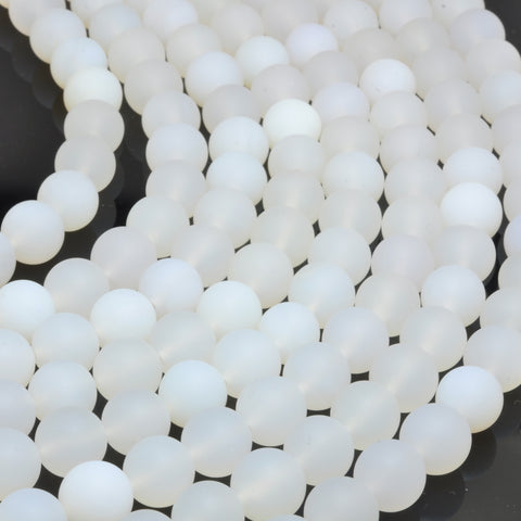 YesBeads Natural White Agate matte round beads gemstone jewelry 8mm-12mm 15"