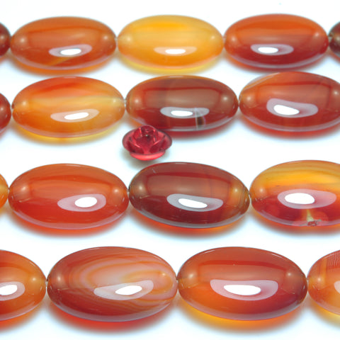 YesBeads Natural Red Rainbow Agate smooth oval beads wholesale gemstone jewelry 15"