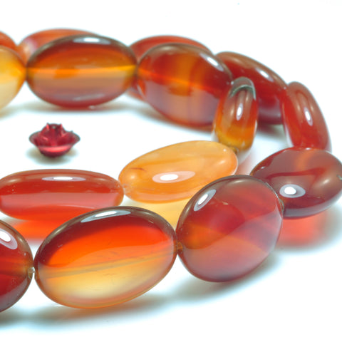 YesBeads Natural Red Rainbow Agate smooth oval beads wholesale gemstone jewelry 15"