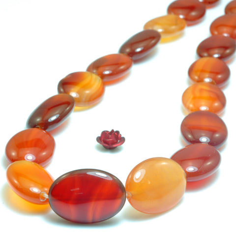 YesBeads Natural Red Rainbow Agate smooth oval beads wholesale gemstone jewelry 15"
