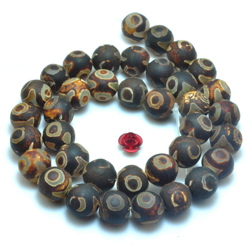 Tibetan Agate Dzi three eyes agate matte round beads wholesale gemstone jewelry bracelet necklace diy
