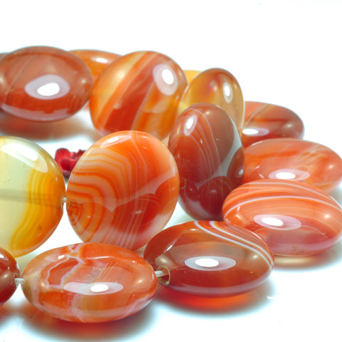 Natural Red Banded Agate smooth coin beads wholesale gemstone jewelry making bracelet necklace diy