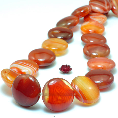 Natural Red Banded Agate smooth coin beads wholesale gemstone jewelry making bracelet necklace diy