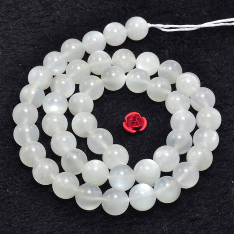YesBeads Natural White Moonstone smooth loose round beads wholesale gemstone jewelry 6mm 8mm 15"