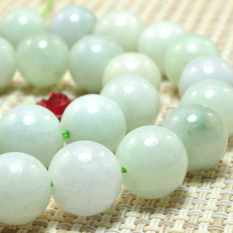 YesBeads Natural Burma Jade smooth round loose beads green gemstone wholesale jewelry 15"