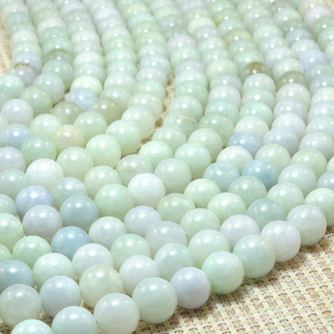 YesBeads Natural Burma Jade smooth round loose beads green gemstone wholesale jewelry 15"