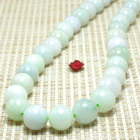 YesBeads Natural Burma Jade smooth round loose beads green gemstone wholesale jewelry 15"