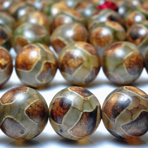 Tibetan Agate Dzi turtleback agate smooth round beads wholesale gemstone jewelry bracelet necklace diy