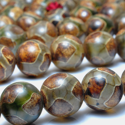 Tibetan Agate Dzi turtleback agate smooth round beads wholesale gemstone jewelry bracelet necklace diy