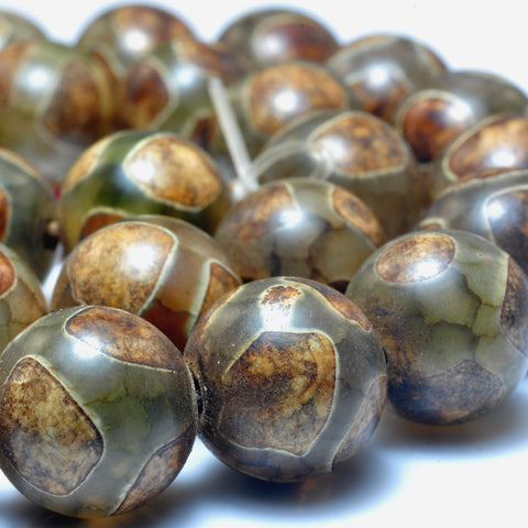 Tibetan Agate Dzi turtleback agate smooth round beads wholesale gemstone jewelry bracelet necklace diy