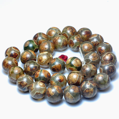 Tibetan Agate Dzi turtleback agate smooth round beads wholesale gemstone jewelry bracelet necklace diy